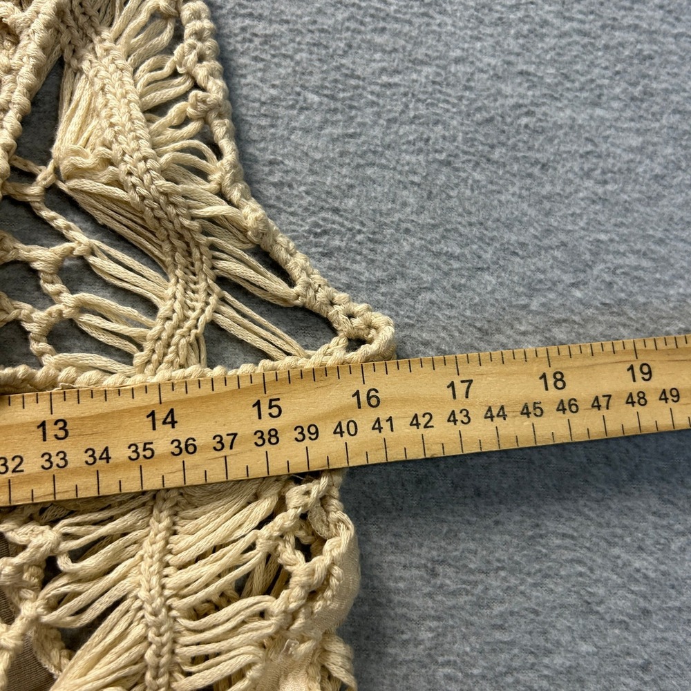 Venus Crochet Tunic Cover Up Womens Large Beige Boho Handkerchief Hem Sleeveless - Picture 5 of 6
